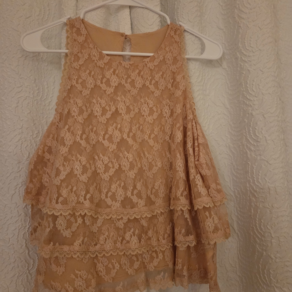Elegant Peach Lace Layered Top